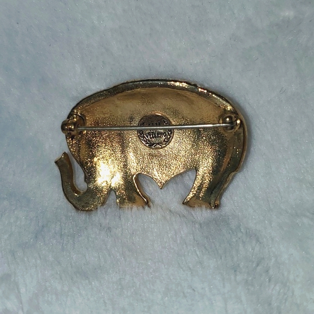 Vtg MV Vellano Rhinestone Encrusted Elephant Brooch (New Old Stock) - Picture 4 of 6